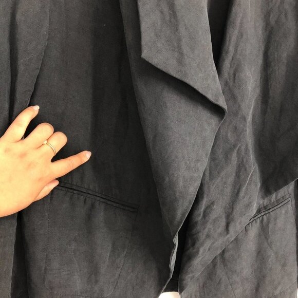 Brochu Walker black linen Tencel cardigan blazer w/large draped collars size S/P - Picture 8 of 16